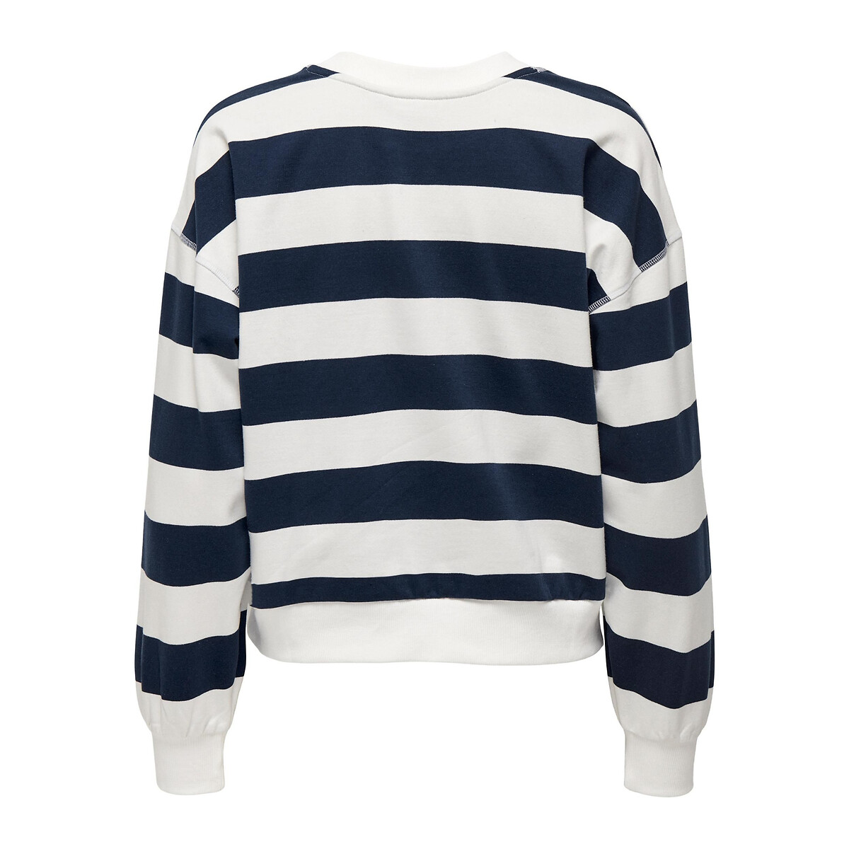 Sweat col rond rayé blanc/bleu, ONLY