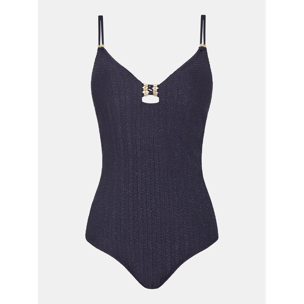 Maillot de bain 1 pièce plongeant MINUIT perle noire, CHANTELLE