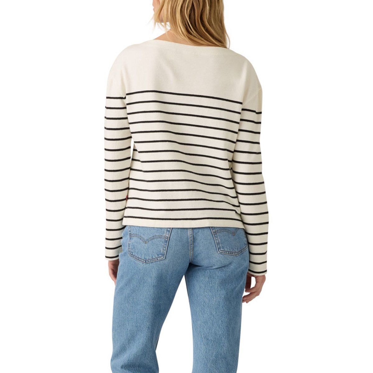 T-shirt en coton écru coupe droite pourvu d'un motif à rayures écru, LEVI'S