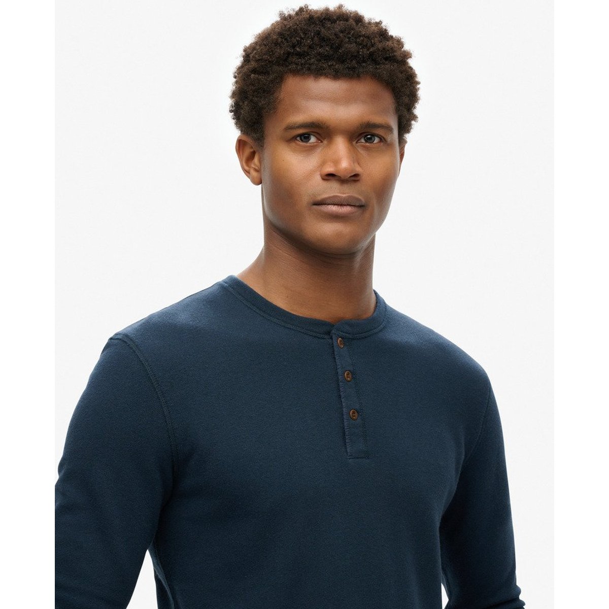 T-shirt Henley The Merchant Store bleu marine éclipse, SUPERDRY