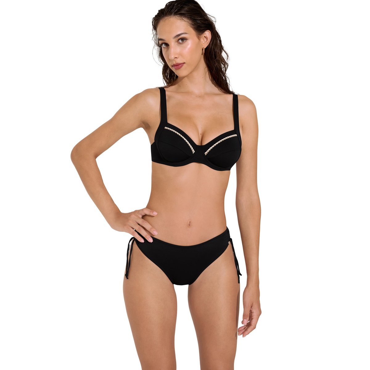 Haut maillot de bain armaturé multipositions Union Island F à G noir, LISCA
