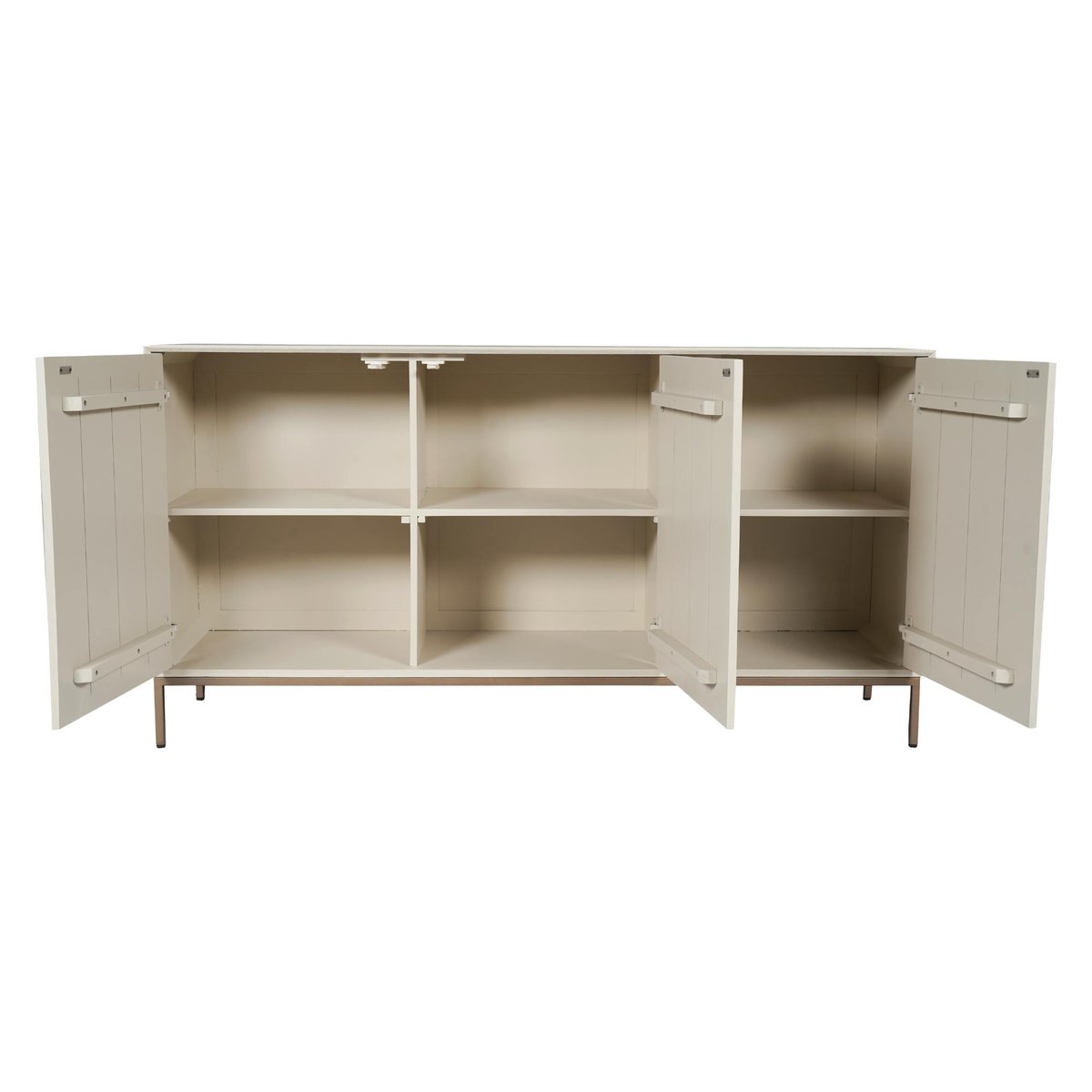 Buffet 3 portes rainurées en bois CORTINA beige, PIER IMPORT