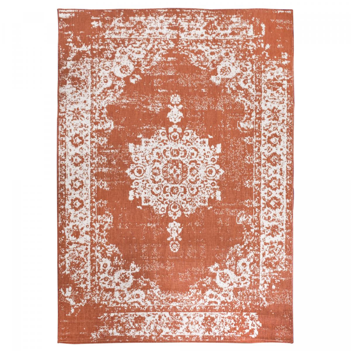 Tapis extérieur, kilim reversible LYN2 AU REVERSIBLE orange, crème, UN AMOUR DE TAPIS