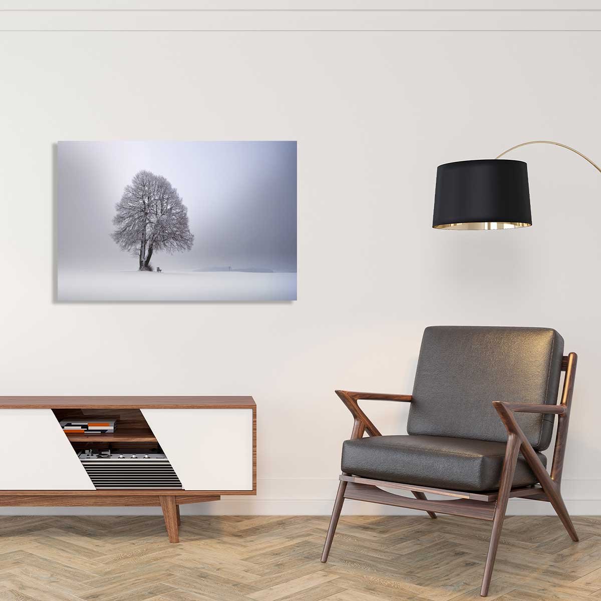 Tableau paysage Lumière d' hiver tableau alu dibond, HEXOA