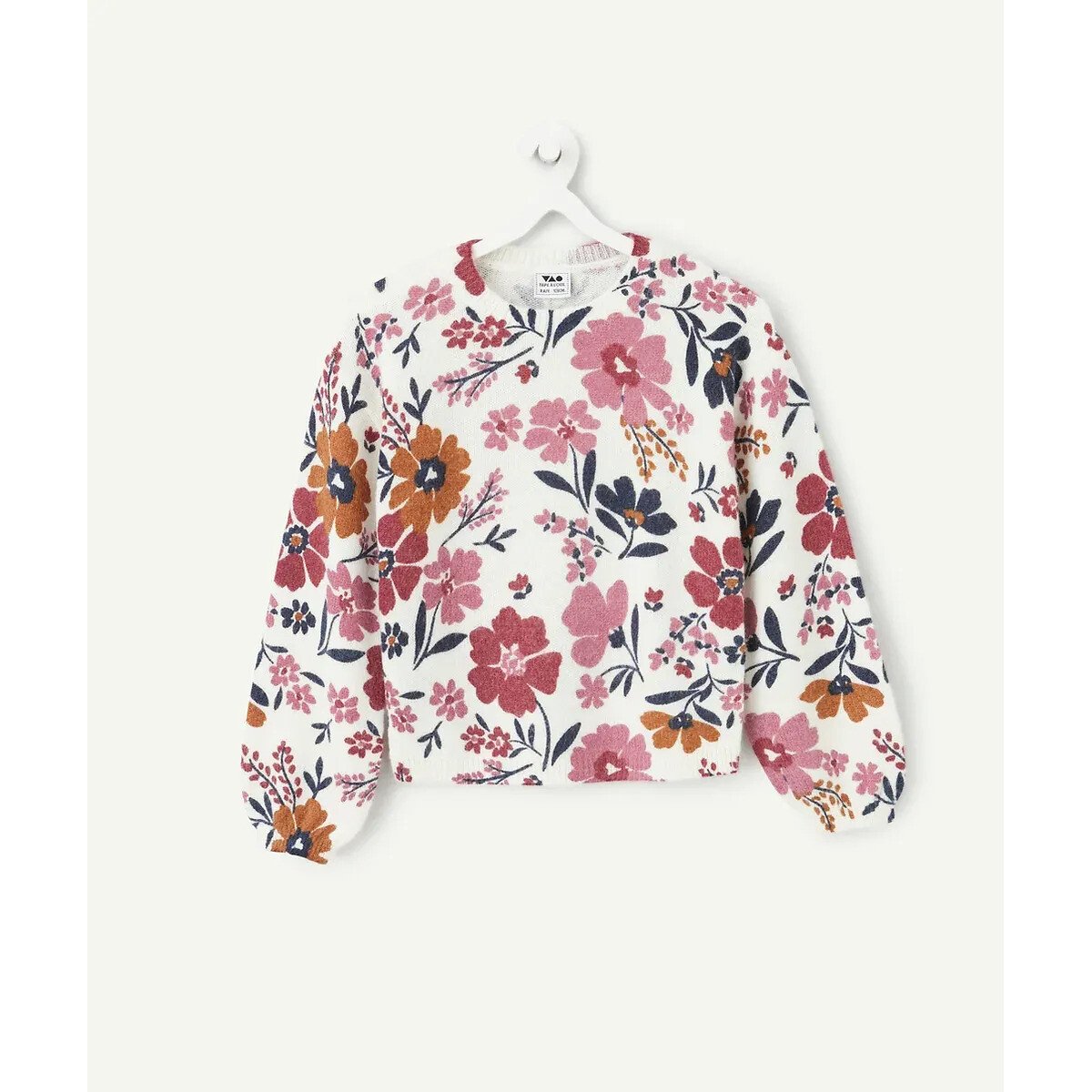 Pull con stampa a fiori fantasia écru, TAPE A L'OEIL
