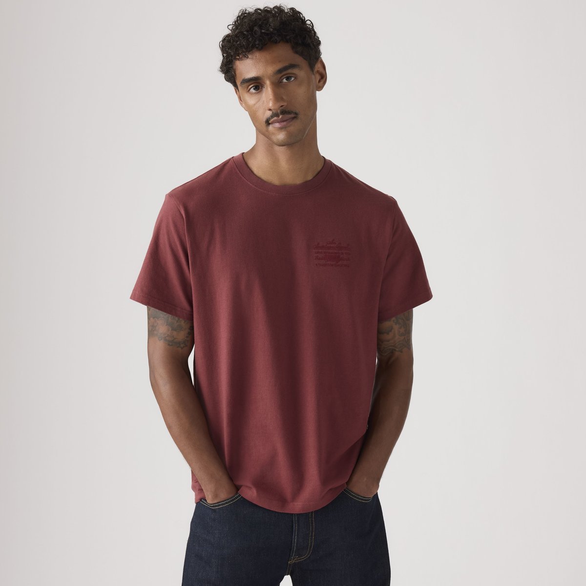 T-shirt graphique coupe ample rouge - levis american legend 5 oxblood red, LEVI'S