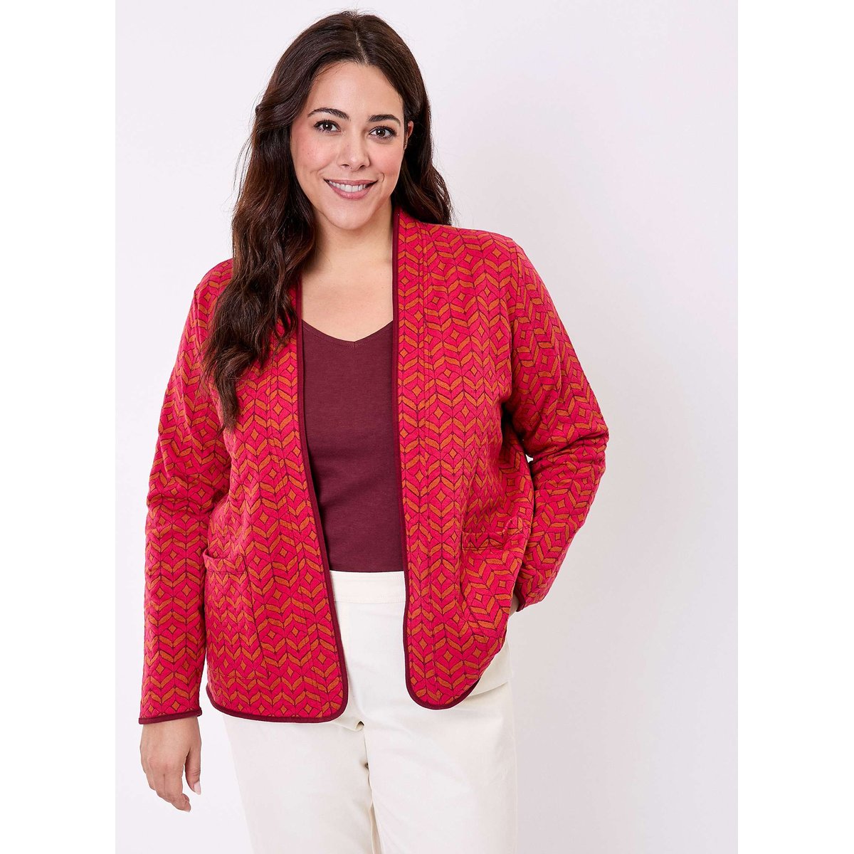 Gilet souple maille jacquard LEOTI rouge grenade leoti, LA FIANCÉE
