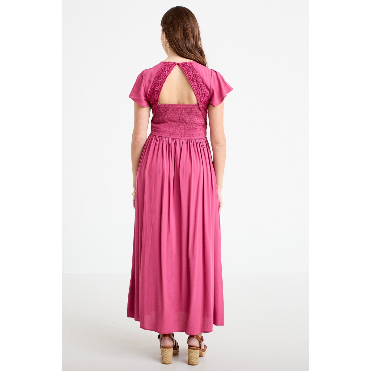 Robe longue évasée prune, CACHE CACHE