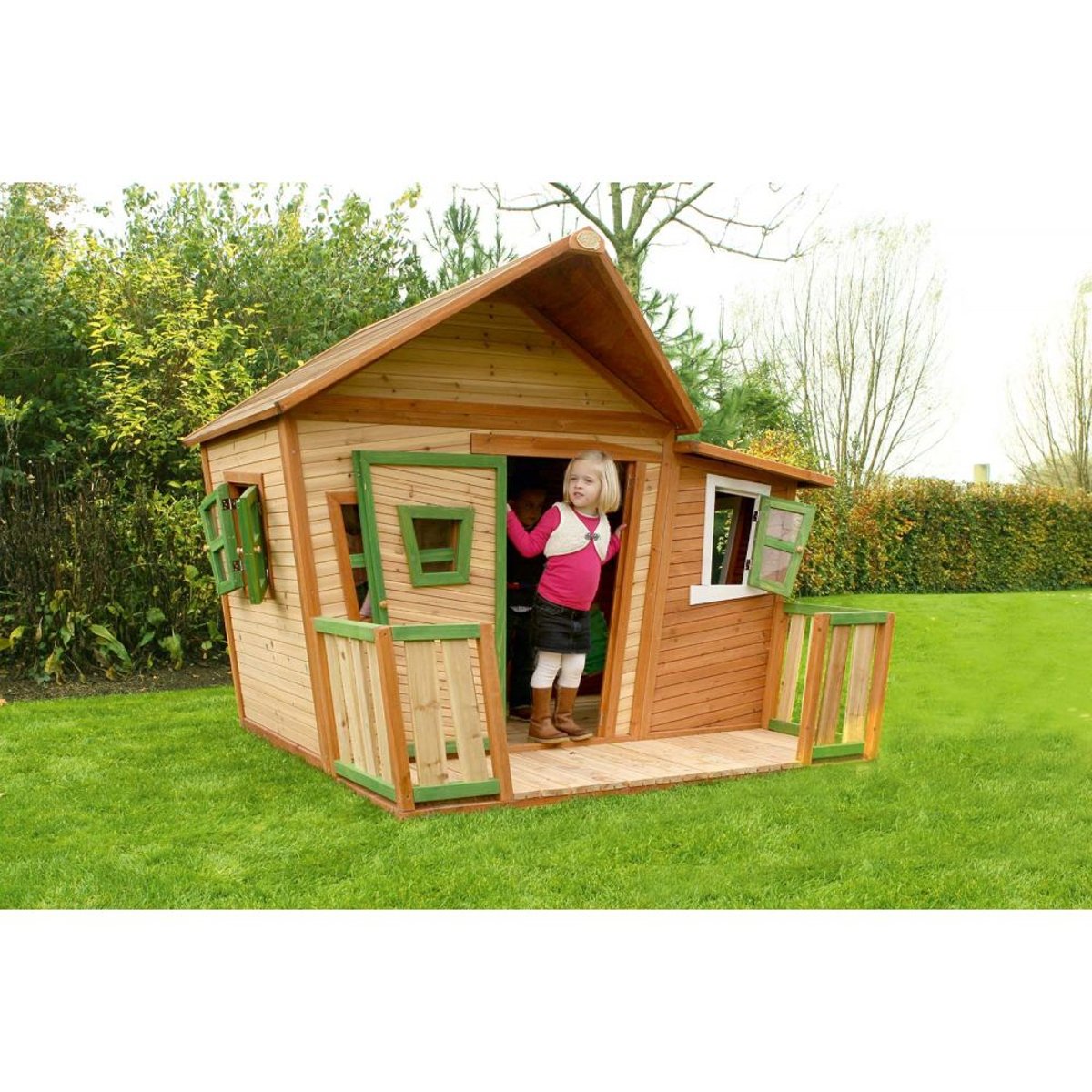 Grande cabane d'extérieur enfant en bois Lisa naturel, AXI