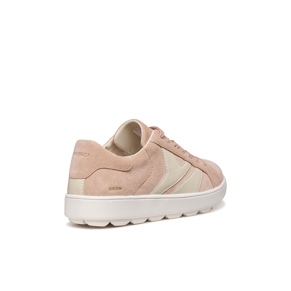 Ademende leren sneakers, SPHERICA ECUB-1 beige/roze, GEOX
