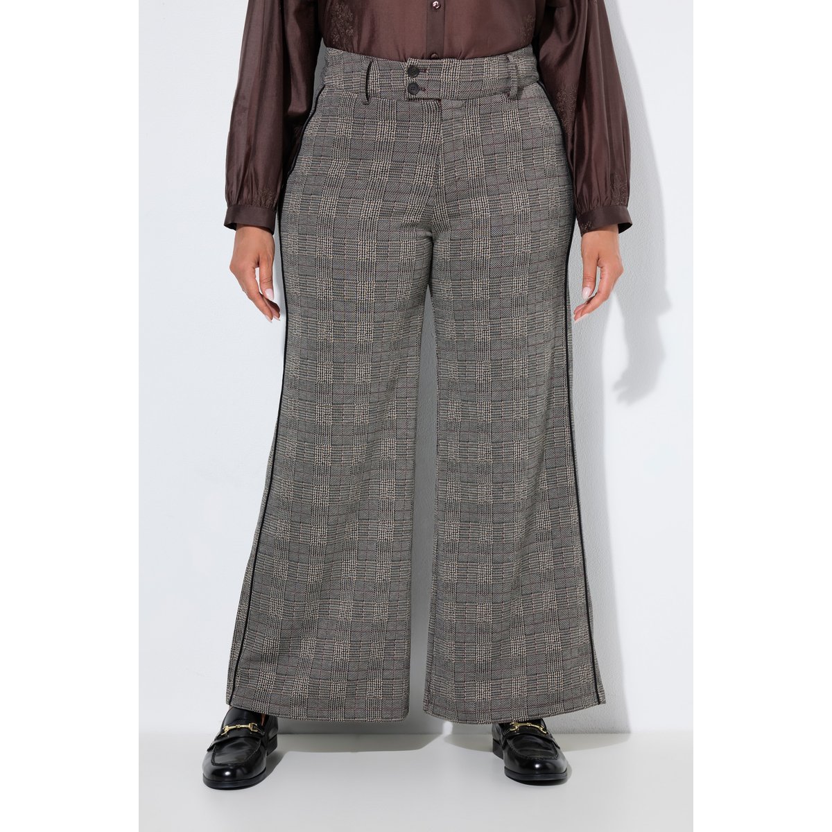 Pantalon à carreaux marron foncé, ULLA POPKEN