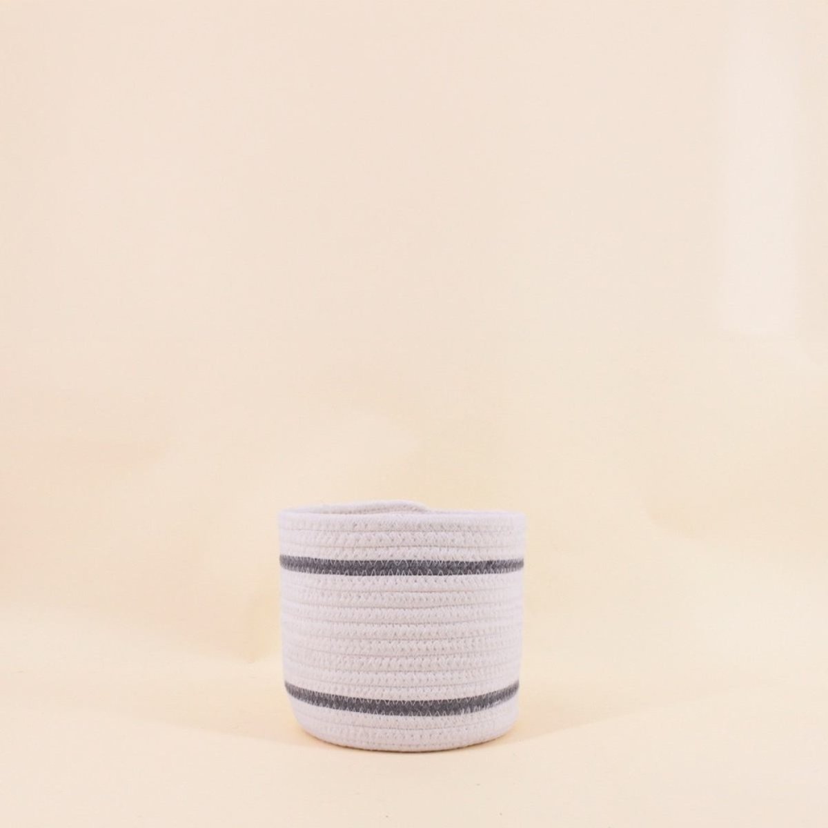 Lot de 3 paniers ronds en corde détail blanc, AZAO