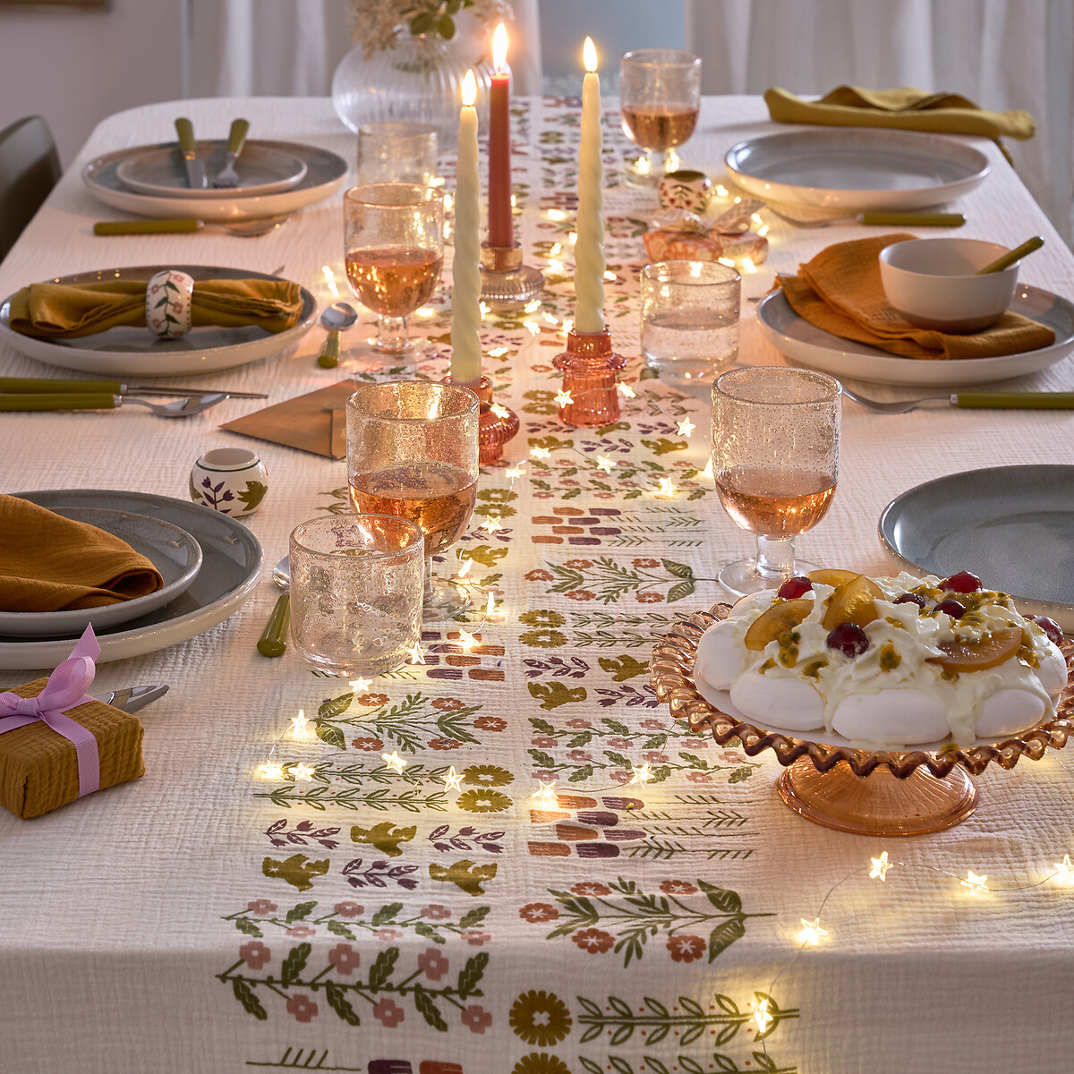 Toalha de mesa em gaze de algodão estampada, Anselme cru estampado, LA REDOUTE INTERIEURS