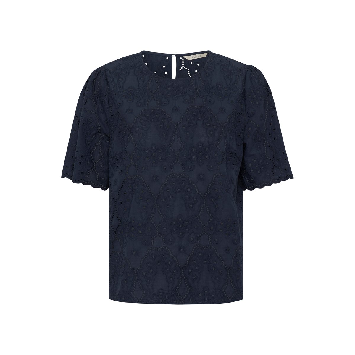 Blouse with short sleeve bleu navy blazer, CREAM