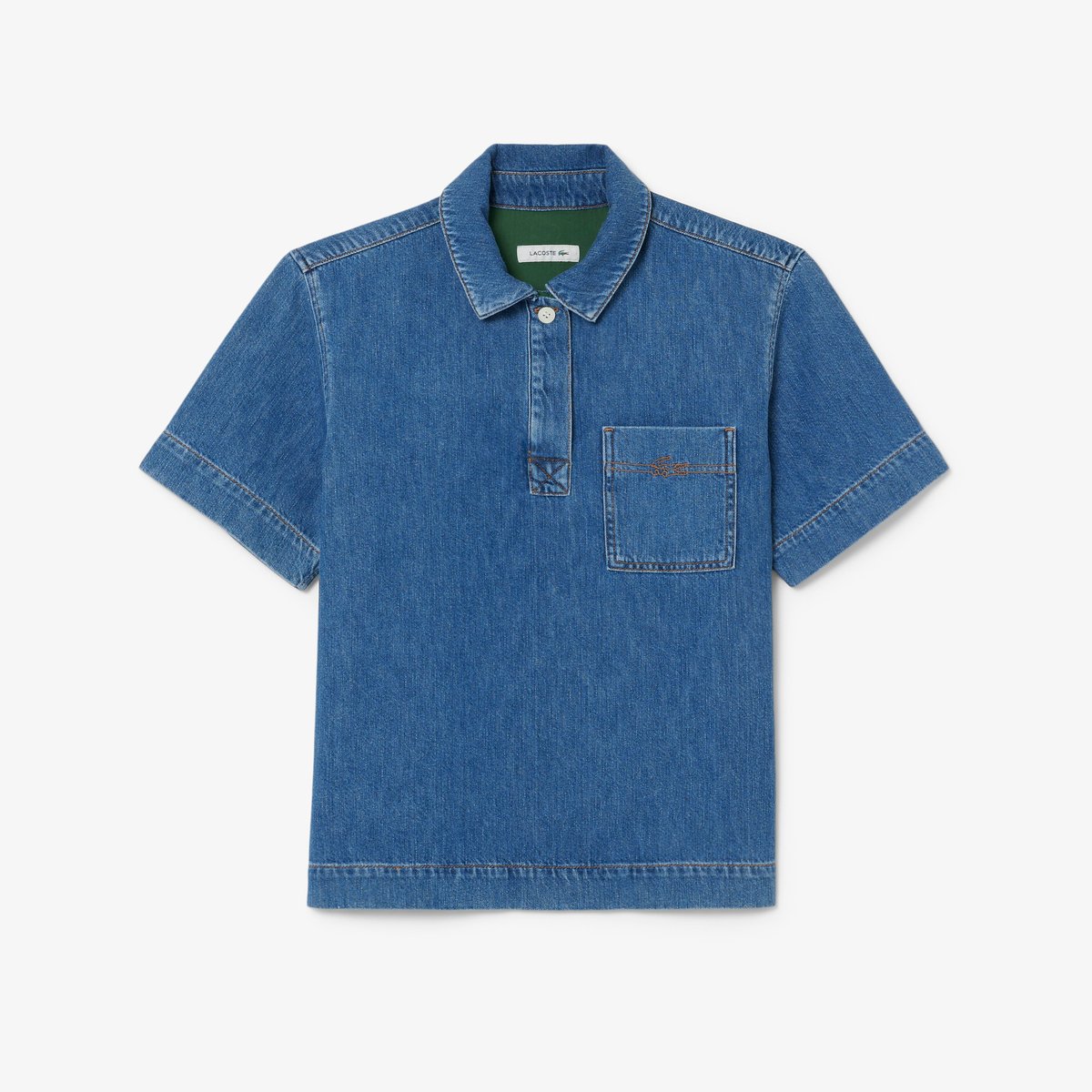 Polo oversize denim léger bleu-36l, LACOSTE