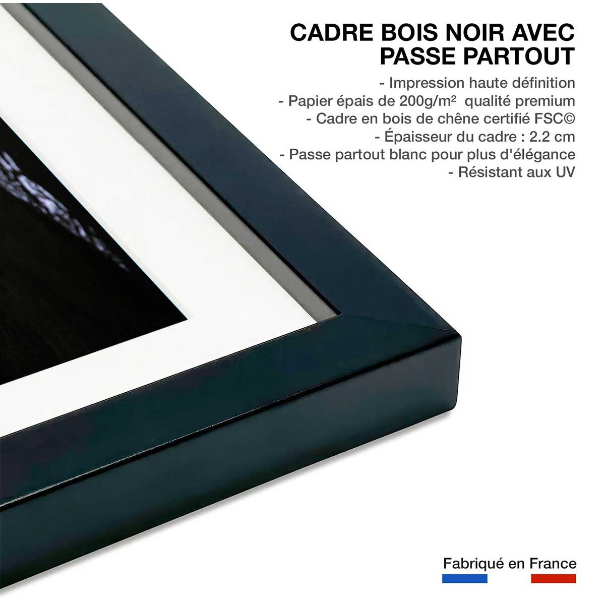 Affiche tigre Regarde moi... affiche + cadre en bois - noir, HEXOA