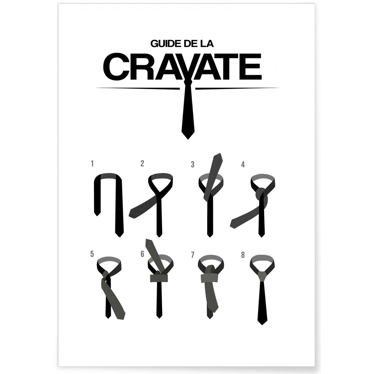 Poster Guide de la cravate blanc, L'AFFICHERIE