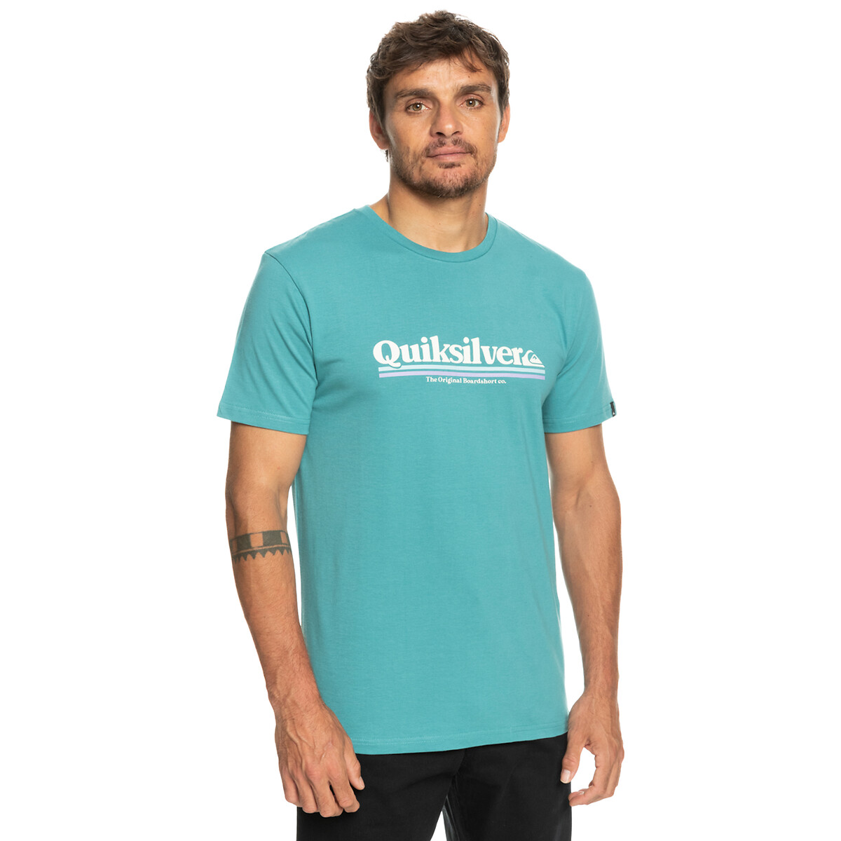 T-shirt manches courtes logo lines bleu ciel, QUIKSILVER