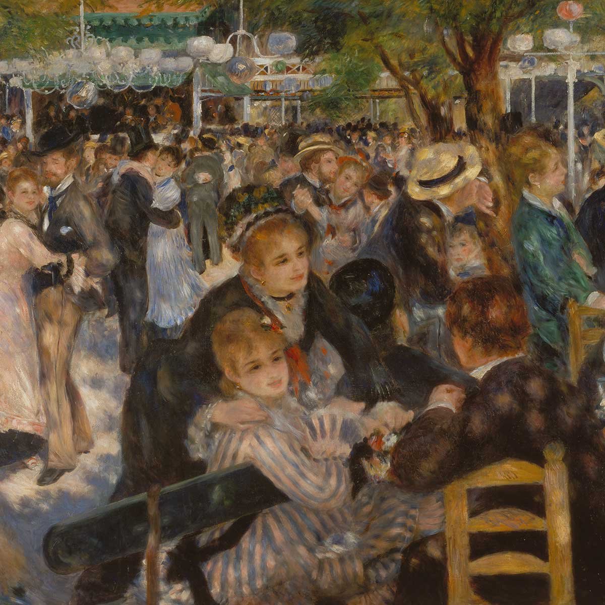 Poster Bal du moulin de la galette - Auguste Renoir affiche + cadre en bois - noir, HEXOA
