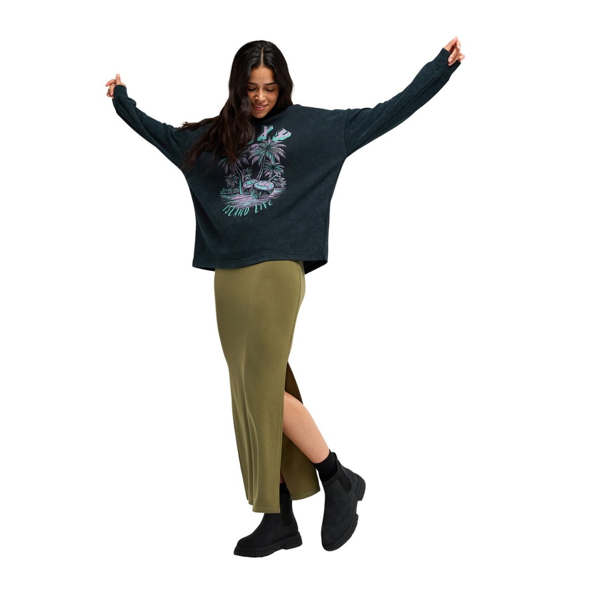 Jupe longue BAREFOOT BALLADE. vert winter moss, ROXY