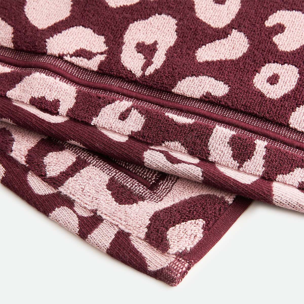 Tappeto da bagno stampato, spugna bouclé 1100 g, ZANI bordeaux leopardato , LA REDOUTE INTERIEURS