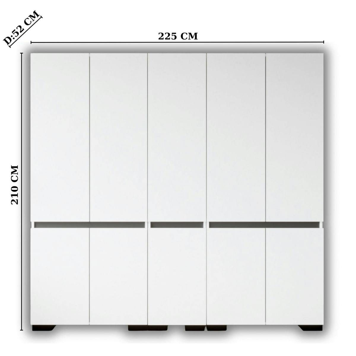 Dressing double blanc, 5 portes et 2 tringles BYRON blanc, PIER IMPORT