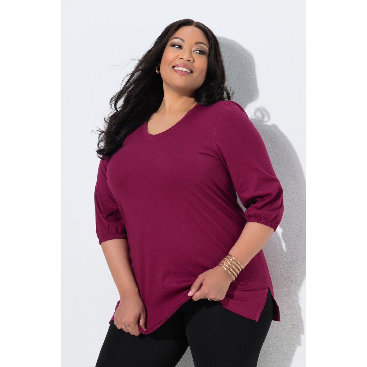 T-shirt long violet, ULLA POPKEN