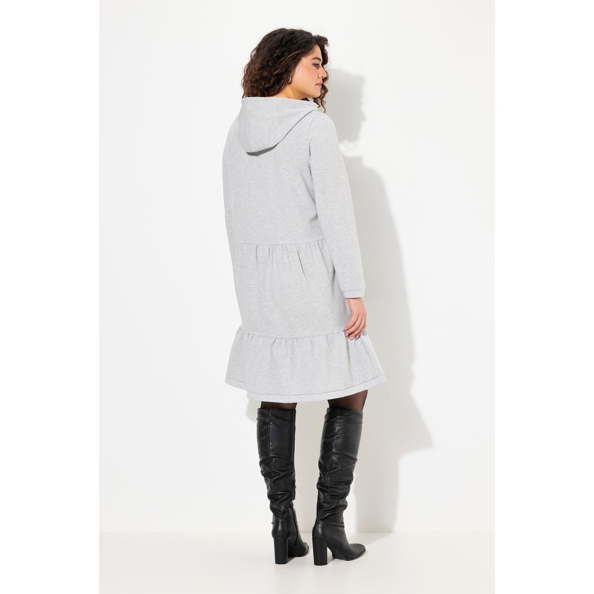 Robe en molleton à capuche gris clair chiné, ULLA POPKEN