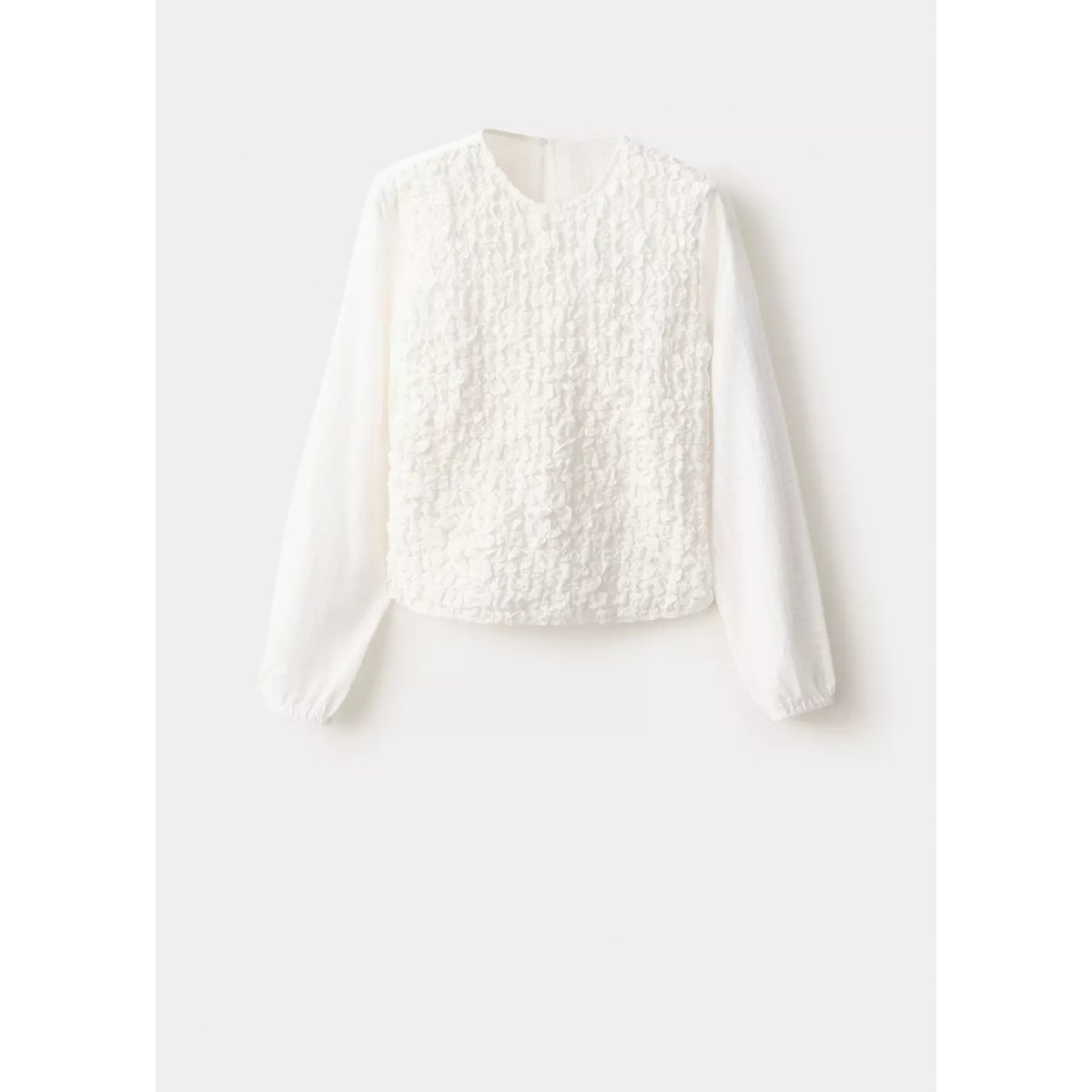 Blouse texturée combinée blanc cassé, MANGO TEEN