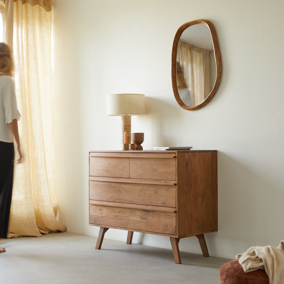 Commode en Acacia massif, NIELS marron foncé, TIKAMOON
