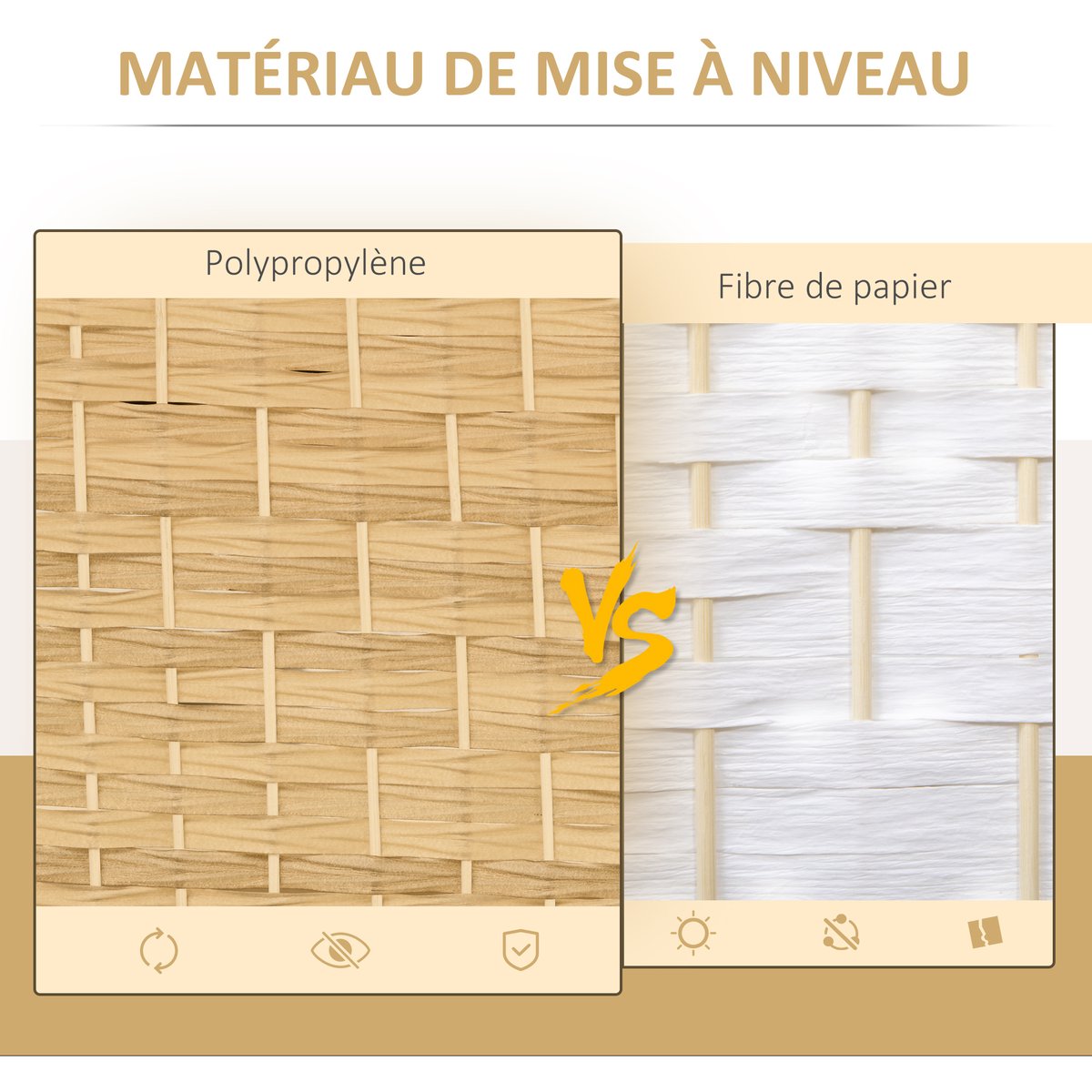 Cloison de séparation Polypropylène Chêne beige, HOMCOM