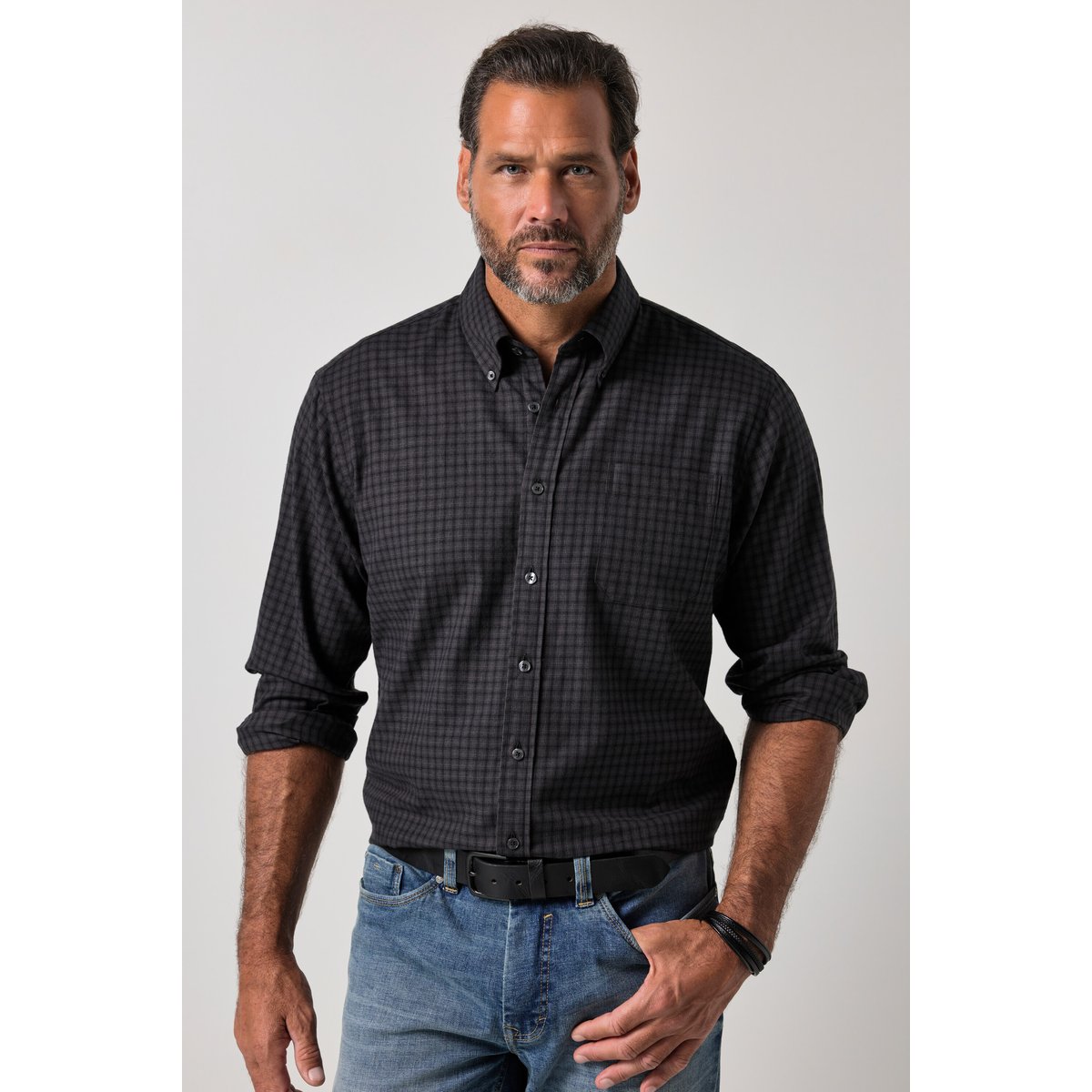 Chemise en flanelle à carreaux noir, JP1880