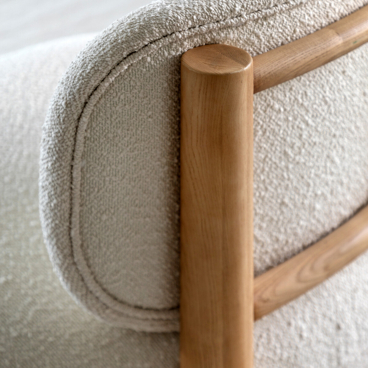 Kellan Boucle Accent Chair with Wood Legs ecru , SO'HOME