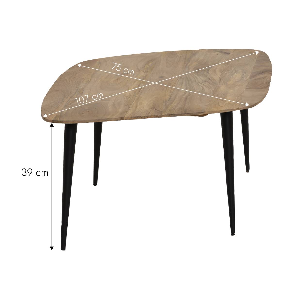 Table basse en bois de manguier AIMÉE bois clair, MADE IN MEUBLES 