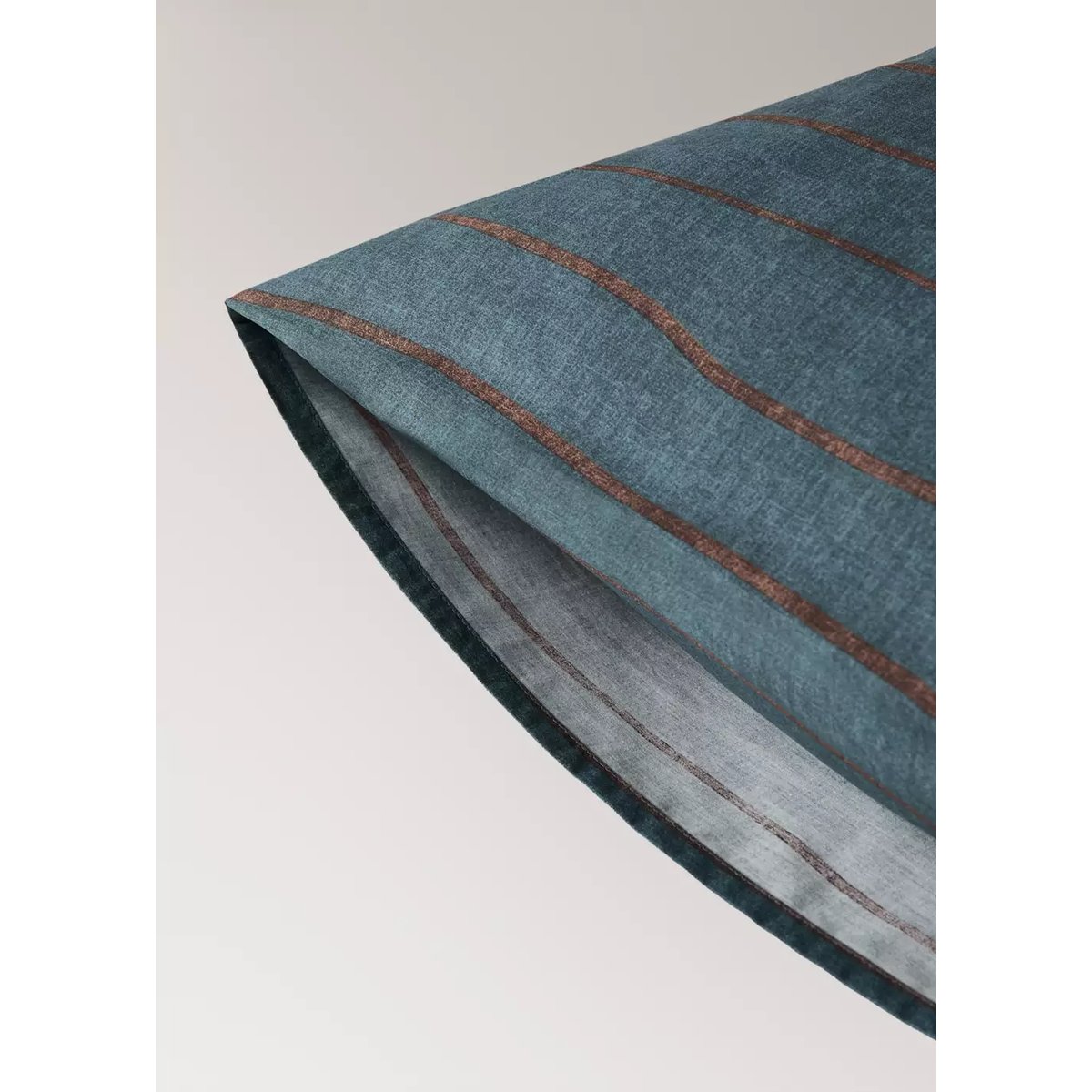 Lot de 2 taies d’oreiller 100 % coton à rayures 60x60 cm bleu pétrole, MANGO HOME