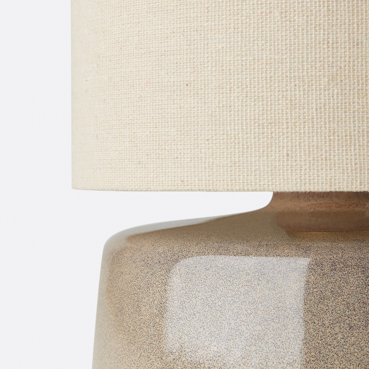 Lampe à poser céramique et lin hauteur 25 cm, Amaga grège, LA REDOUTE INTERIEURS