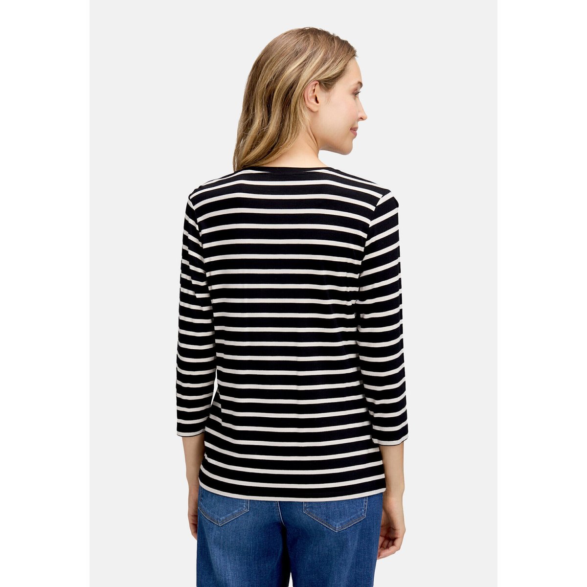 T-shirt à rainures à pierres fantaisie noir/beige, BETTY BARCLAY