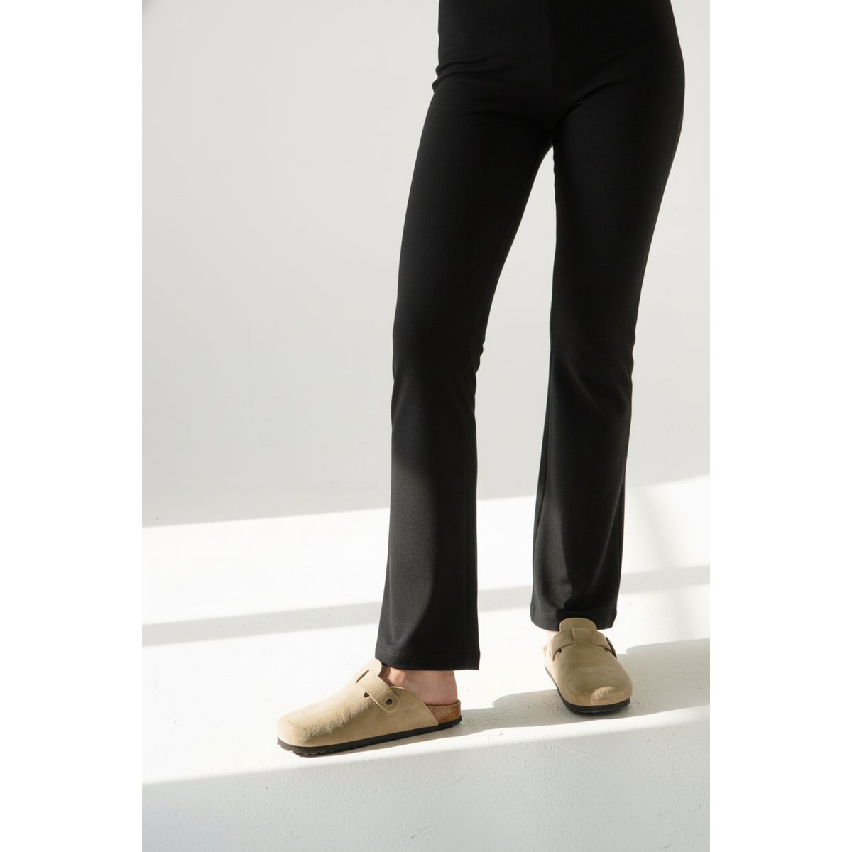 Pantalon coton évasé uni noir, WE ARE JOLIES