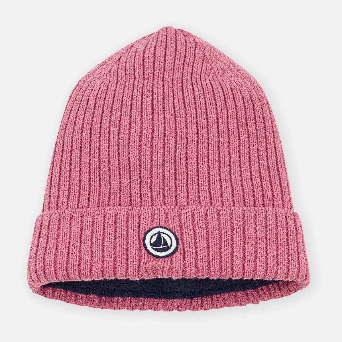 Berretto lavorato a maglia, foderato in pile rosa, PETIT BATEAU