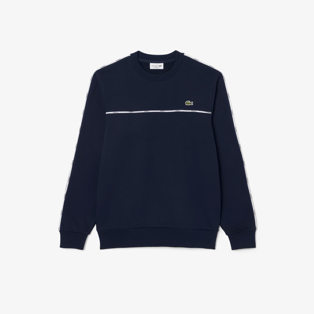Sweatshirt molleton liserés griffés bleu-166, LACOSTE