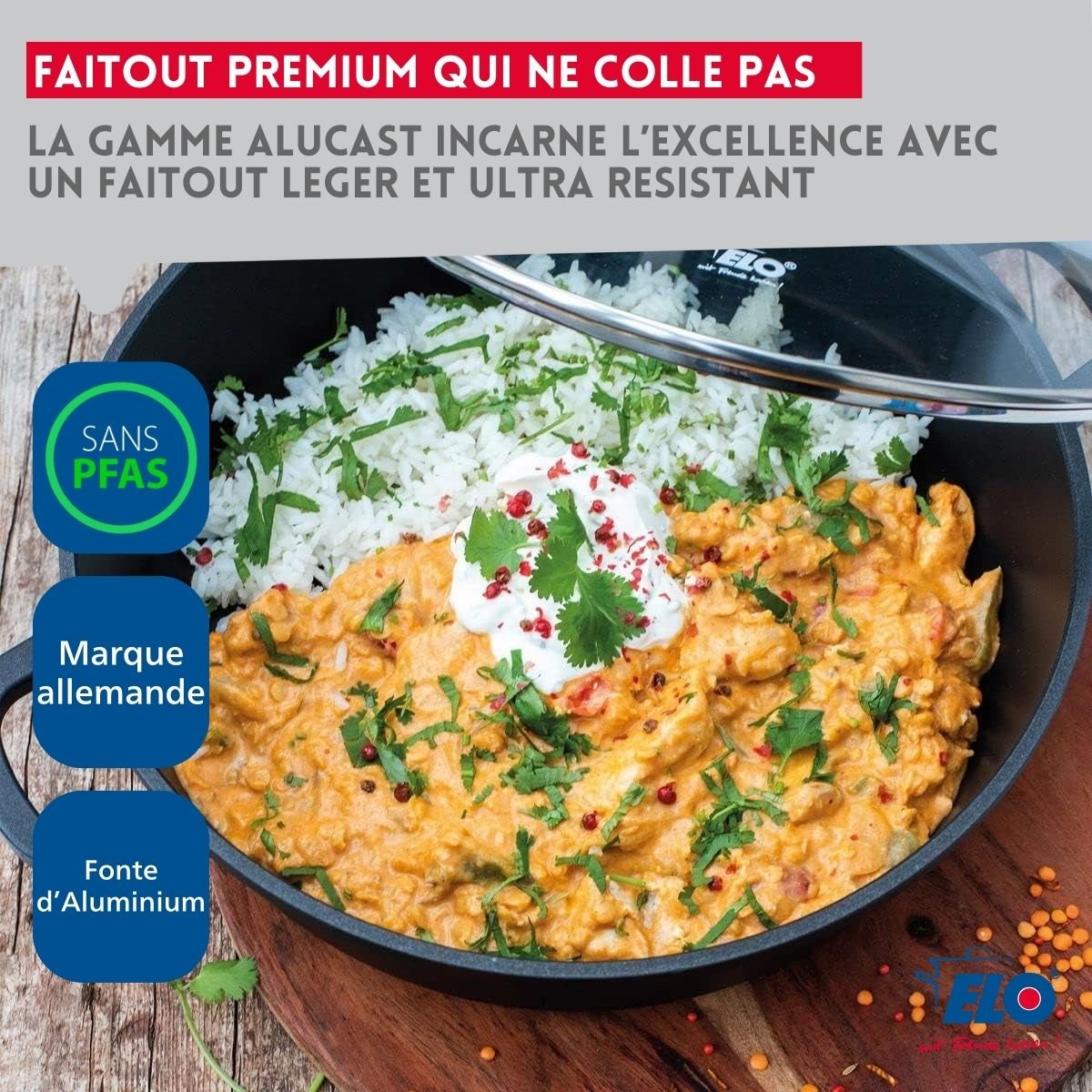 Batterie de cuisine 1 faitout 20cm ALUCAST noir, ELO