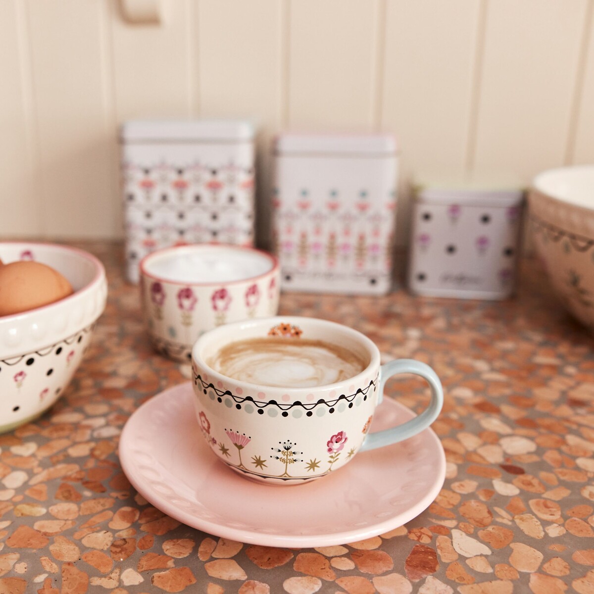 Painted Table Teacup & Saucer Set multi-coloured, CATH KIDSTON