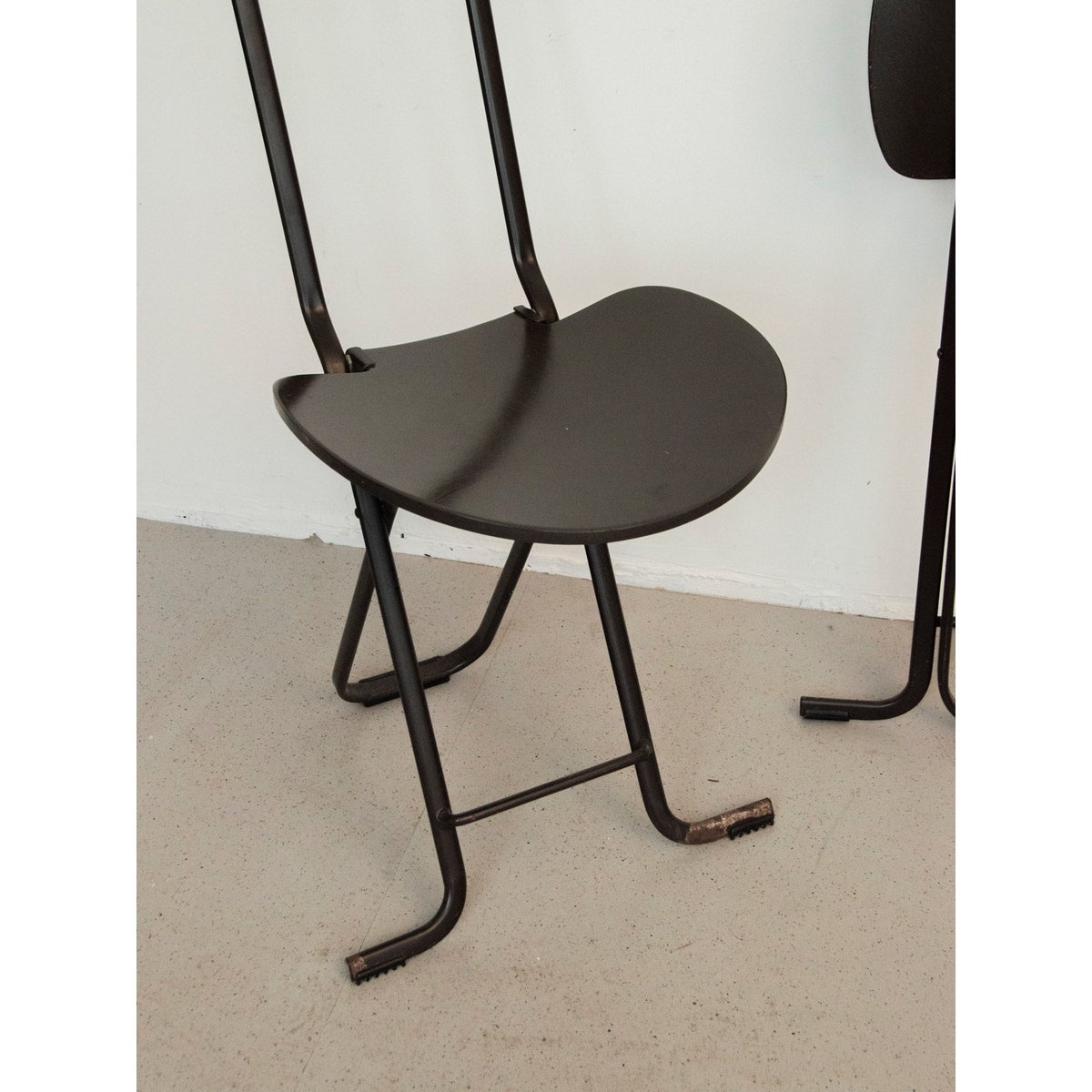 Lot de 2 chaises pliantes en métal Alma N°1298 - Bon état marron, DEBONGOUT