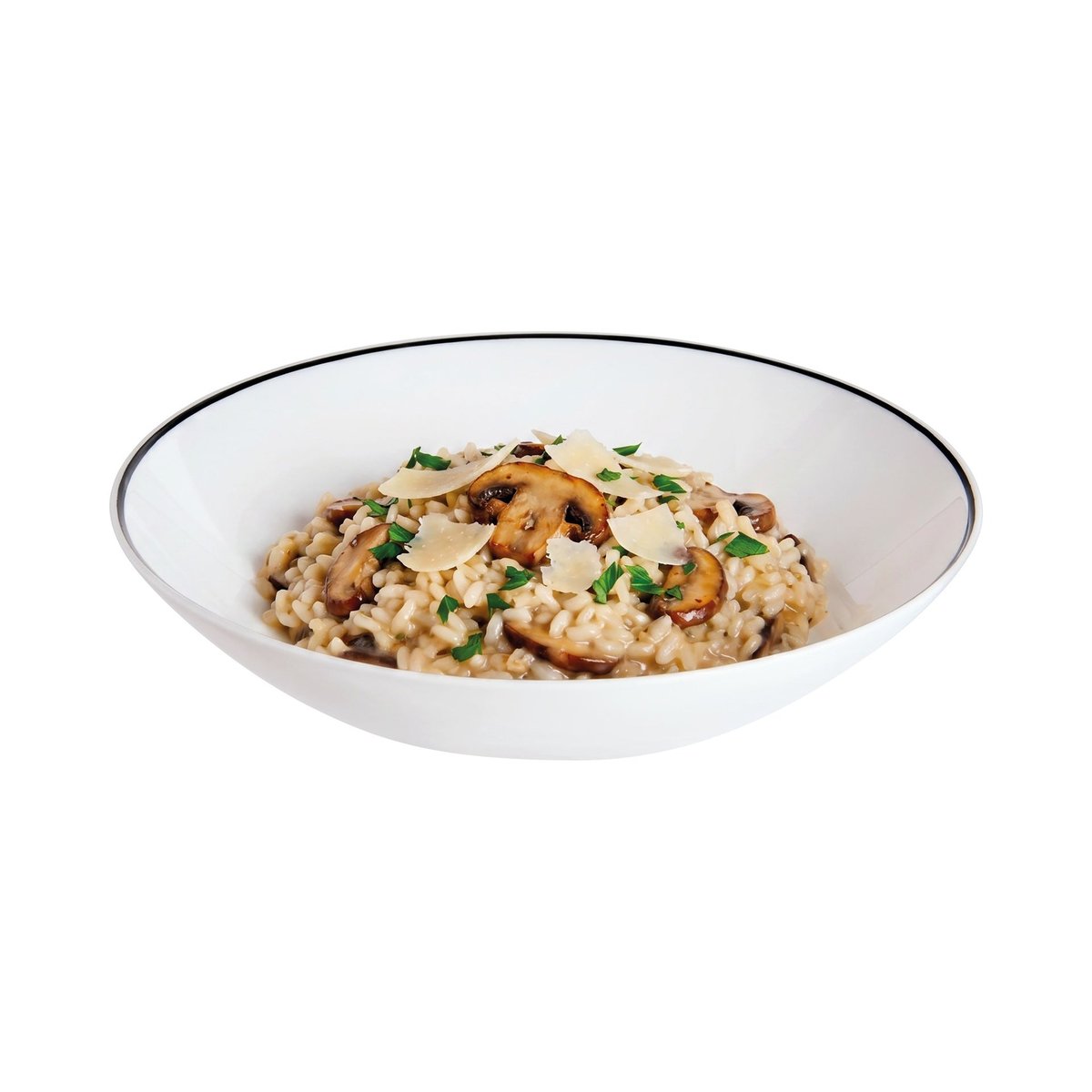 6 assiettes creuses blanches filet noir 20 cm -DIWALI blanc, LUMINARC
