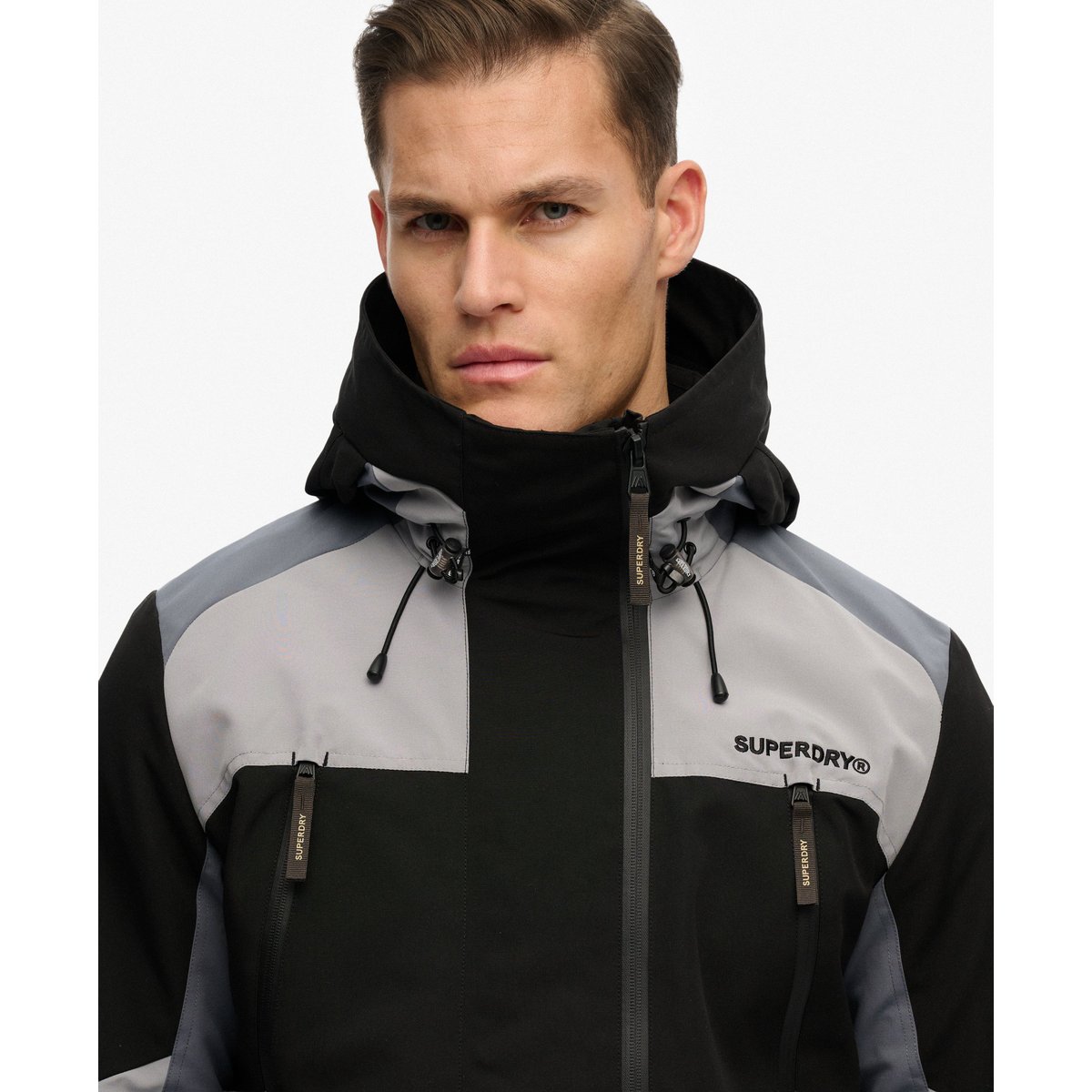 Veste Coupe-vent à Capuche Color Block noir, SUPERDRY