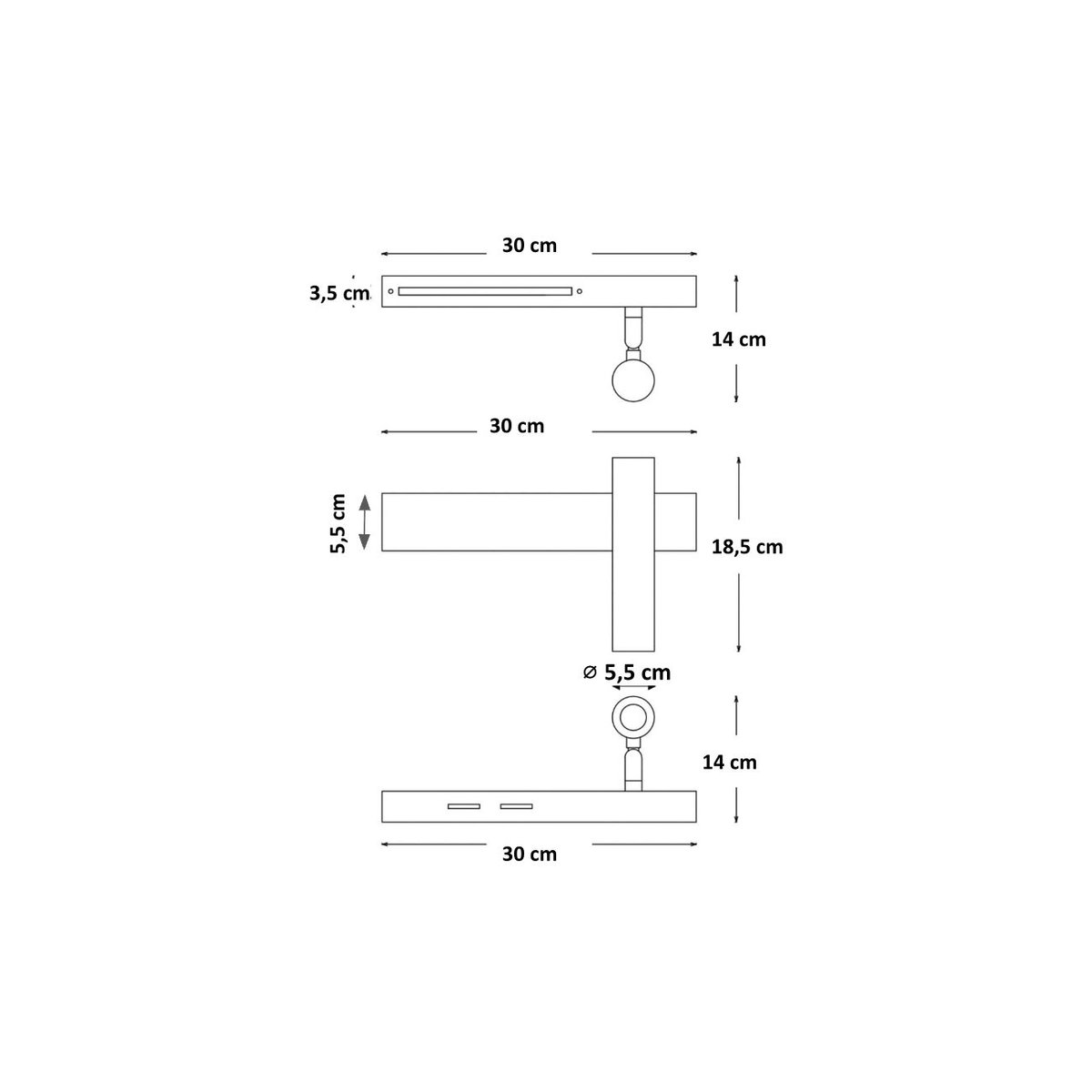 Applique LED en laiton droite - LODVI laiton, KOSILUM