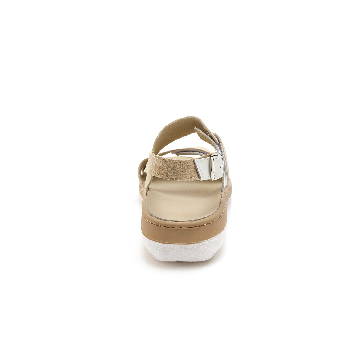 Sandales femme à scratch beige/blanc, PEDICONFORT