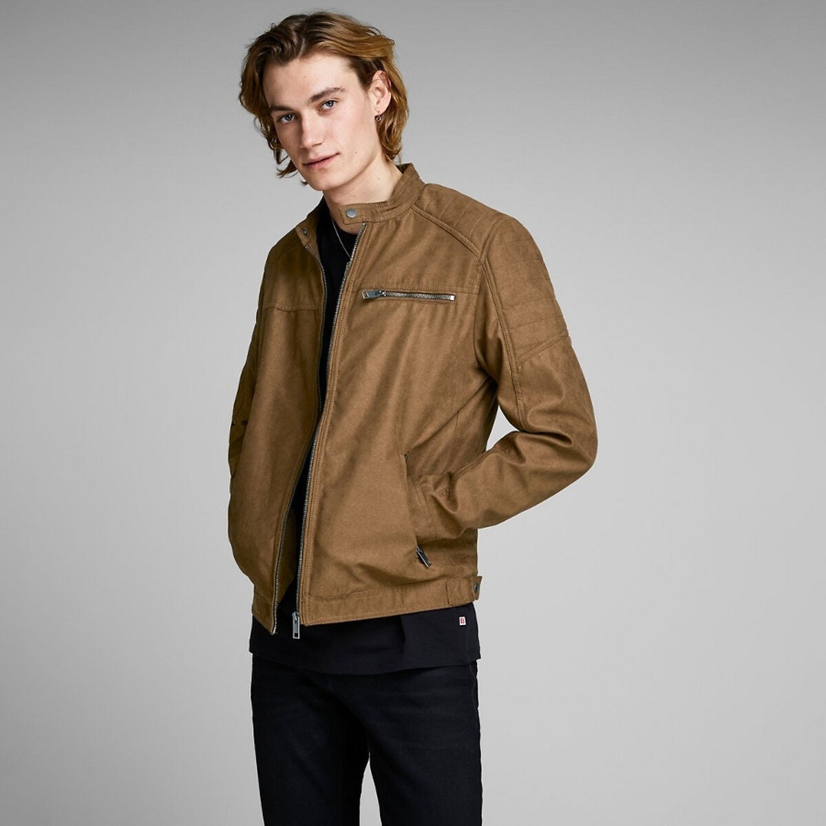 Blouson biker Jcorocky cognac, JACK & JONES