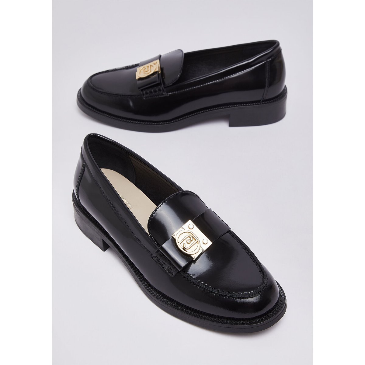 Mocassins en cuir abrasivata noir, LIU JO