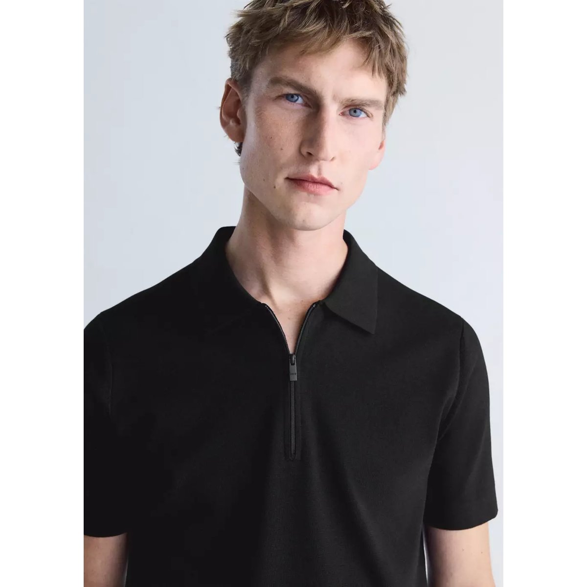 Sweat confort extensible à zip noir, MANGO MAN